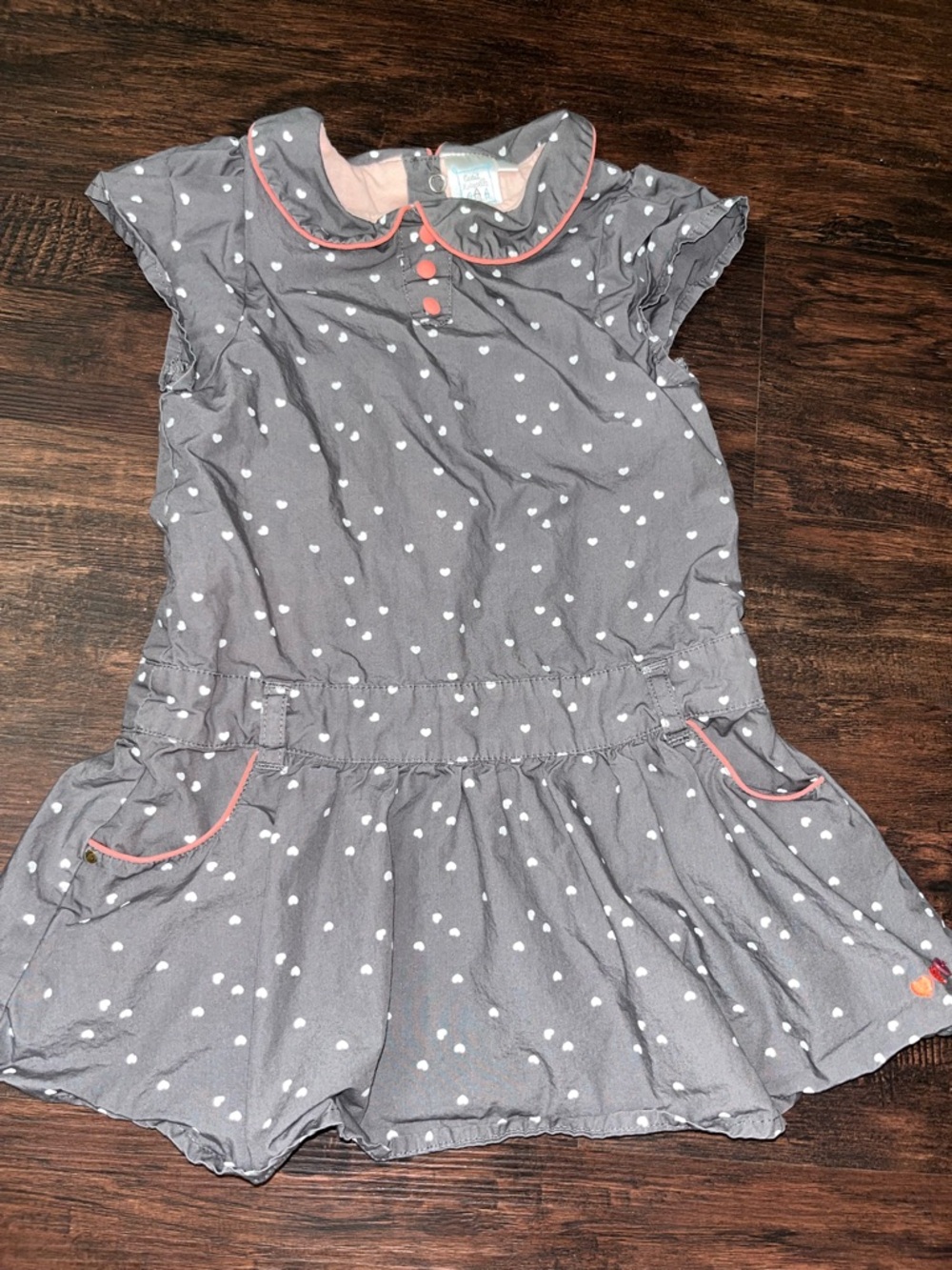 Cadet Rouselle Toddler dress size 3 gray and pink heart